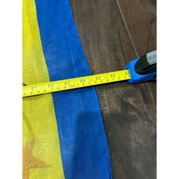 Star Print Rectangle Scarf Yellow Blue Shawl Wrap Lightweight Playful Print - Picture 5 of 7